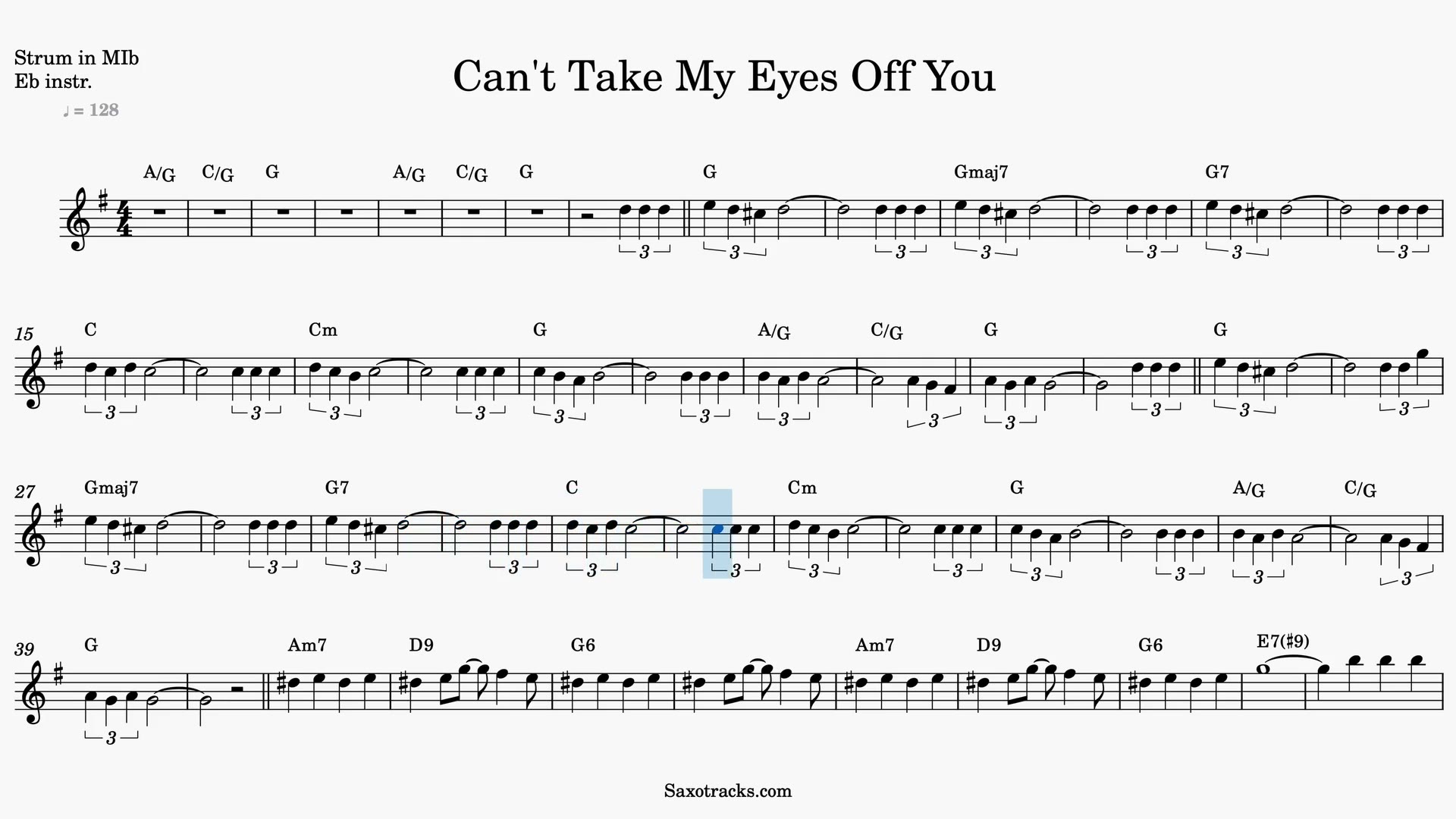 Can't Take My Eyes Off You — Video-Notenvorschau in Es