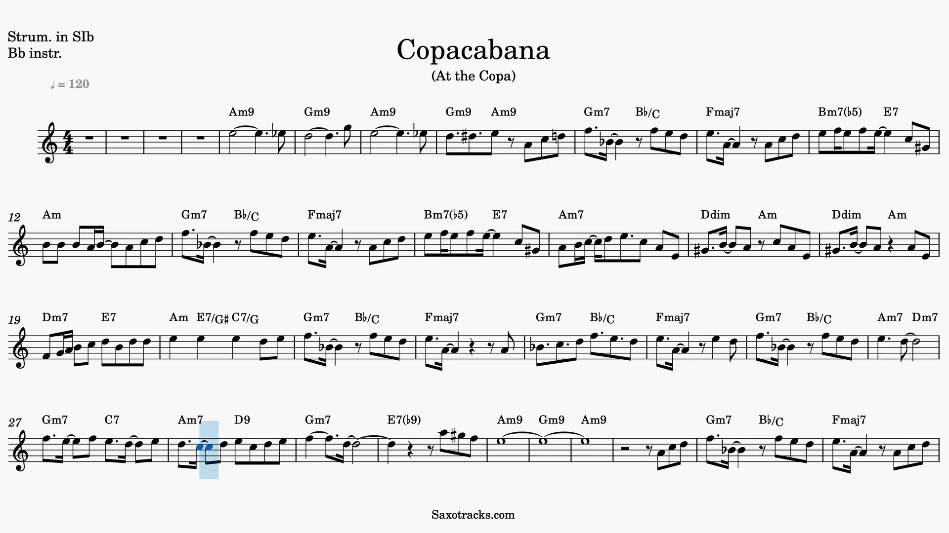 Copacabana (At the Copa) — Anteprima video spartito in Sib