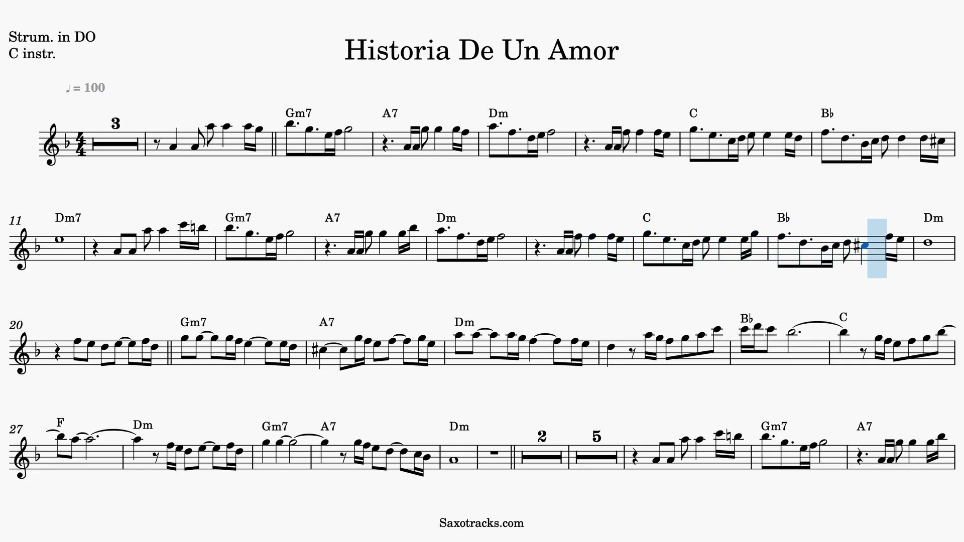 Historia de un Amor — Video-Notenvorschau in C