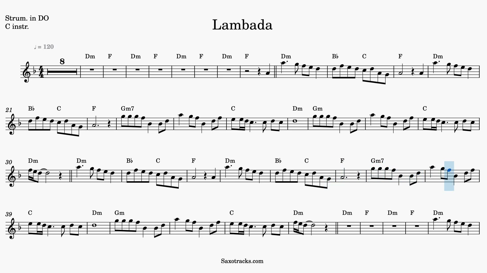 Lambada — Anteprima video spartito in Do