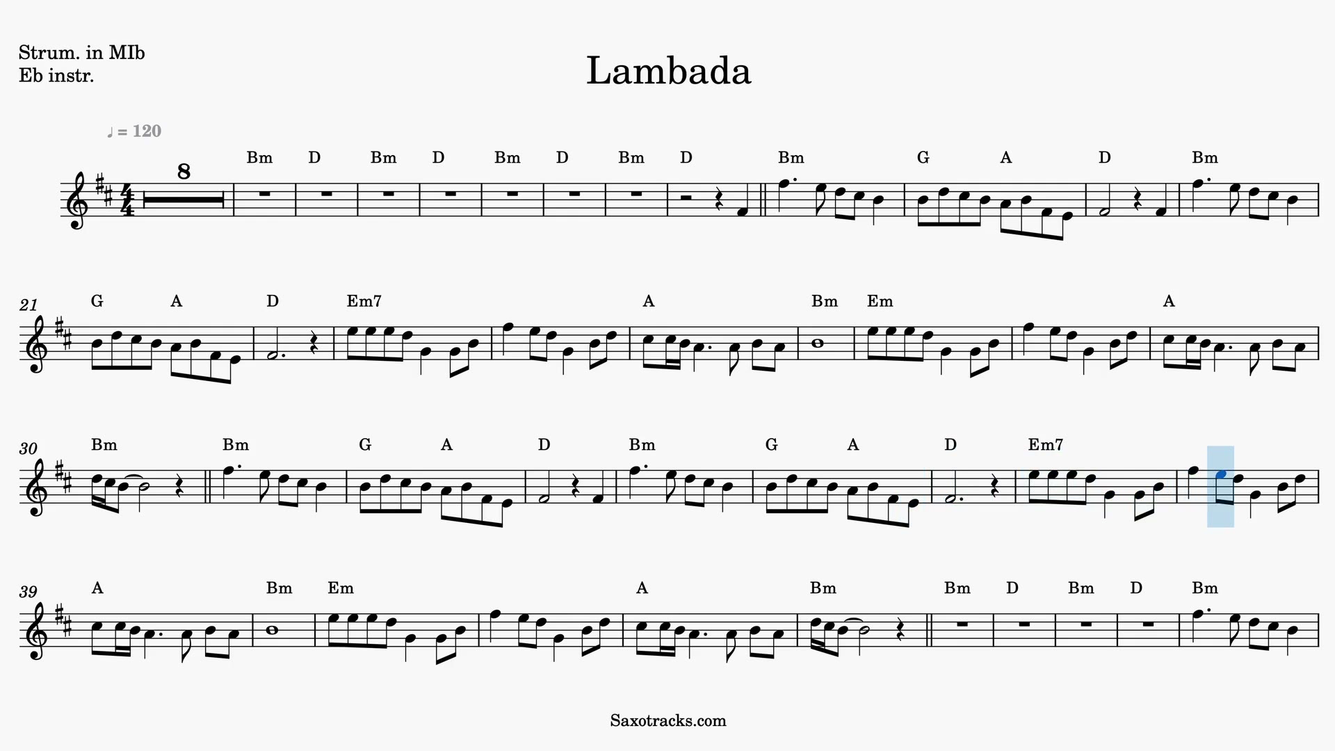 Lambada — Anteprima video spartito in Mib