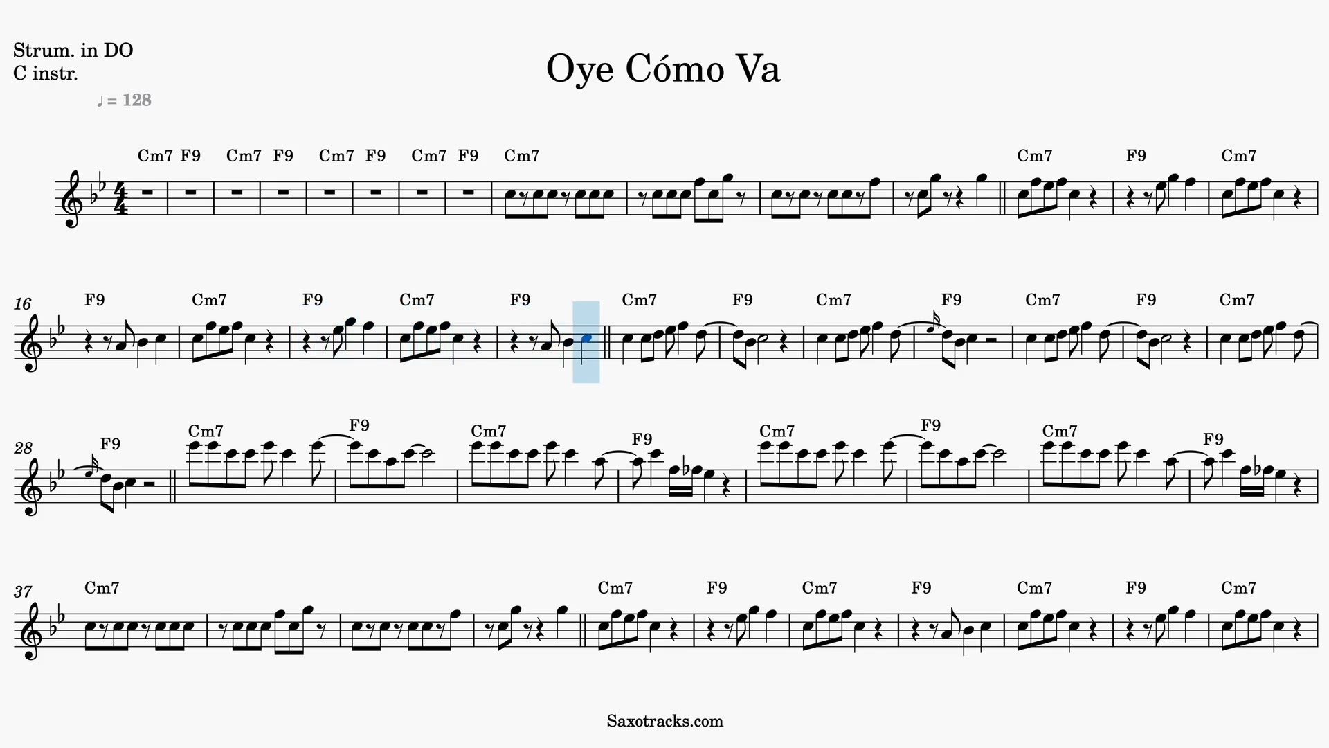 Oye Cómo Va — Video-Notenvorschau in C