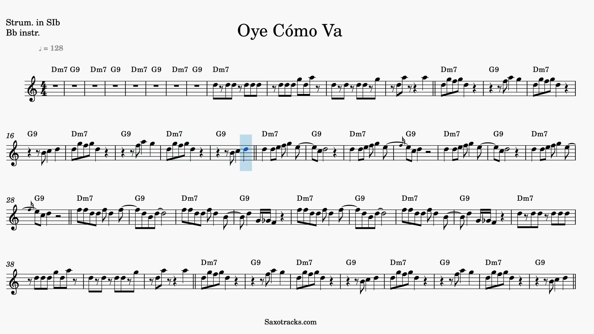 Oye Cómo Va — Video-Notenvorschau in B