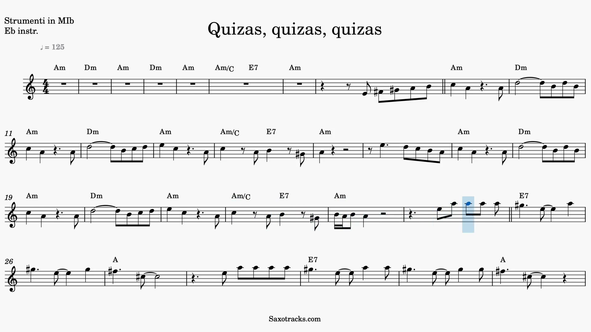 Quizás, Quizás, Quizás — Anteprima video spartito in Mib