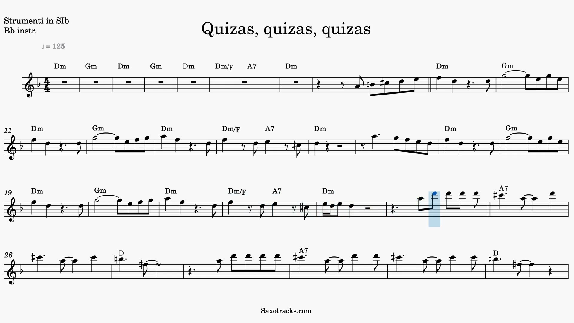 Quizás, Quizás, Quizás — Anteprima video spartito in Sib