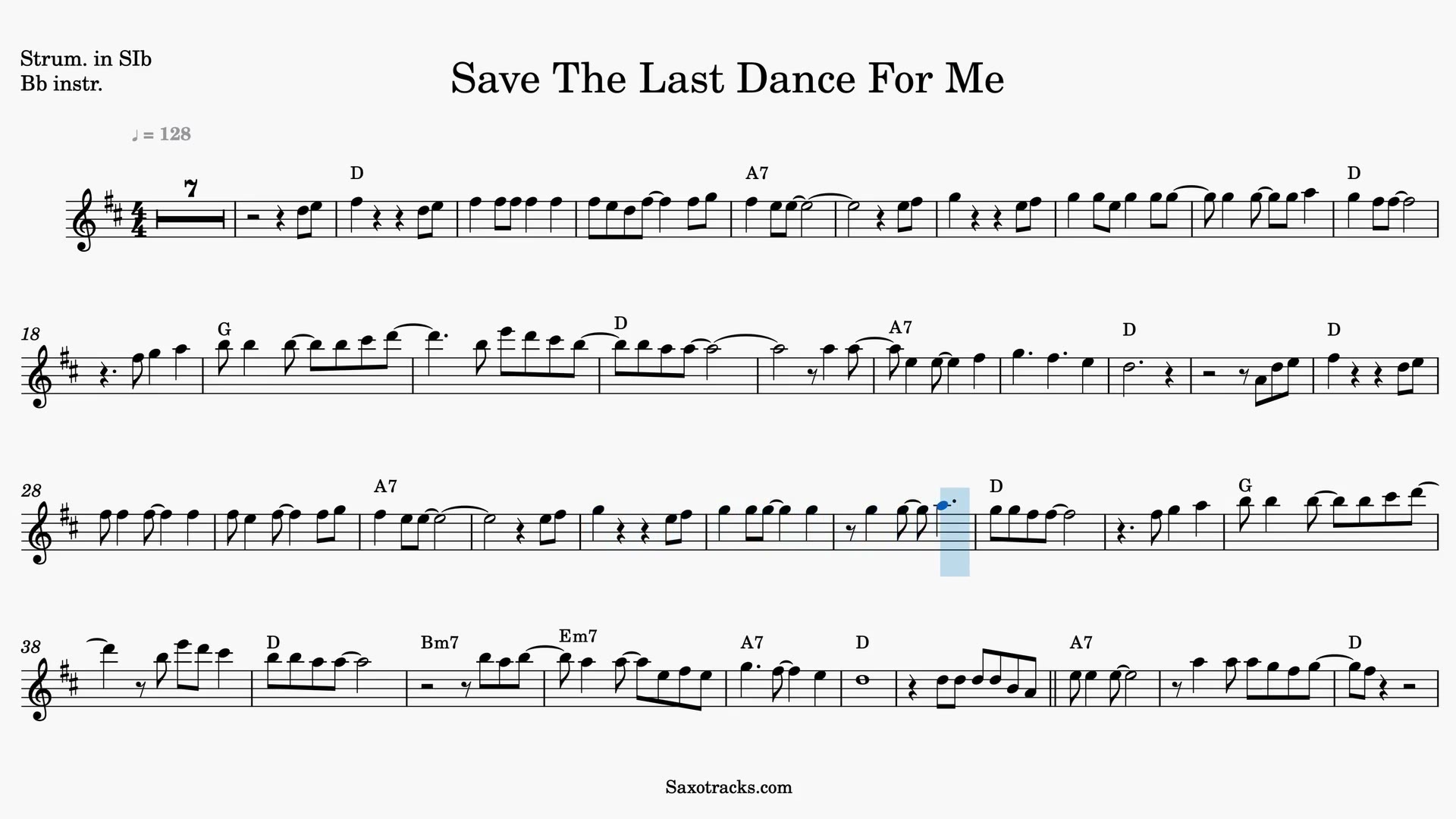 Save the Last Dance for Me — Anteprima video spartito in Sib