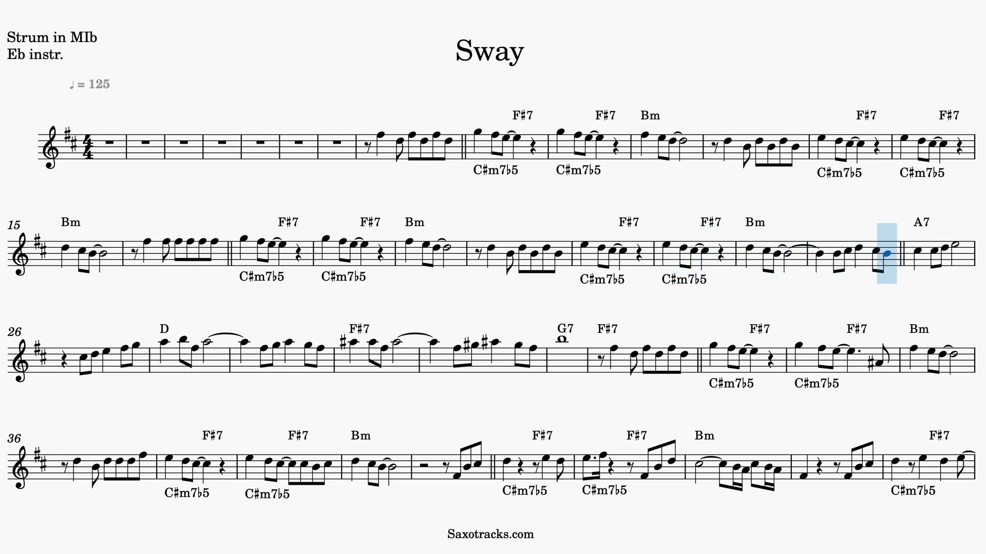 Sway — Video score preview in Eb