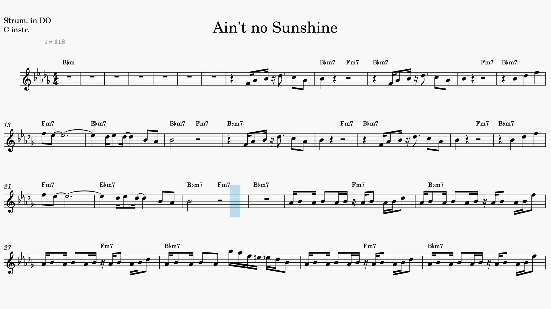 Ain't No Sunshine — Anteprima video spartito in Do