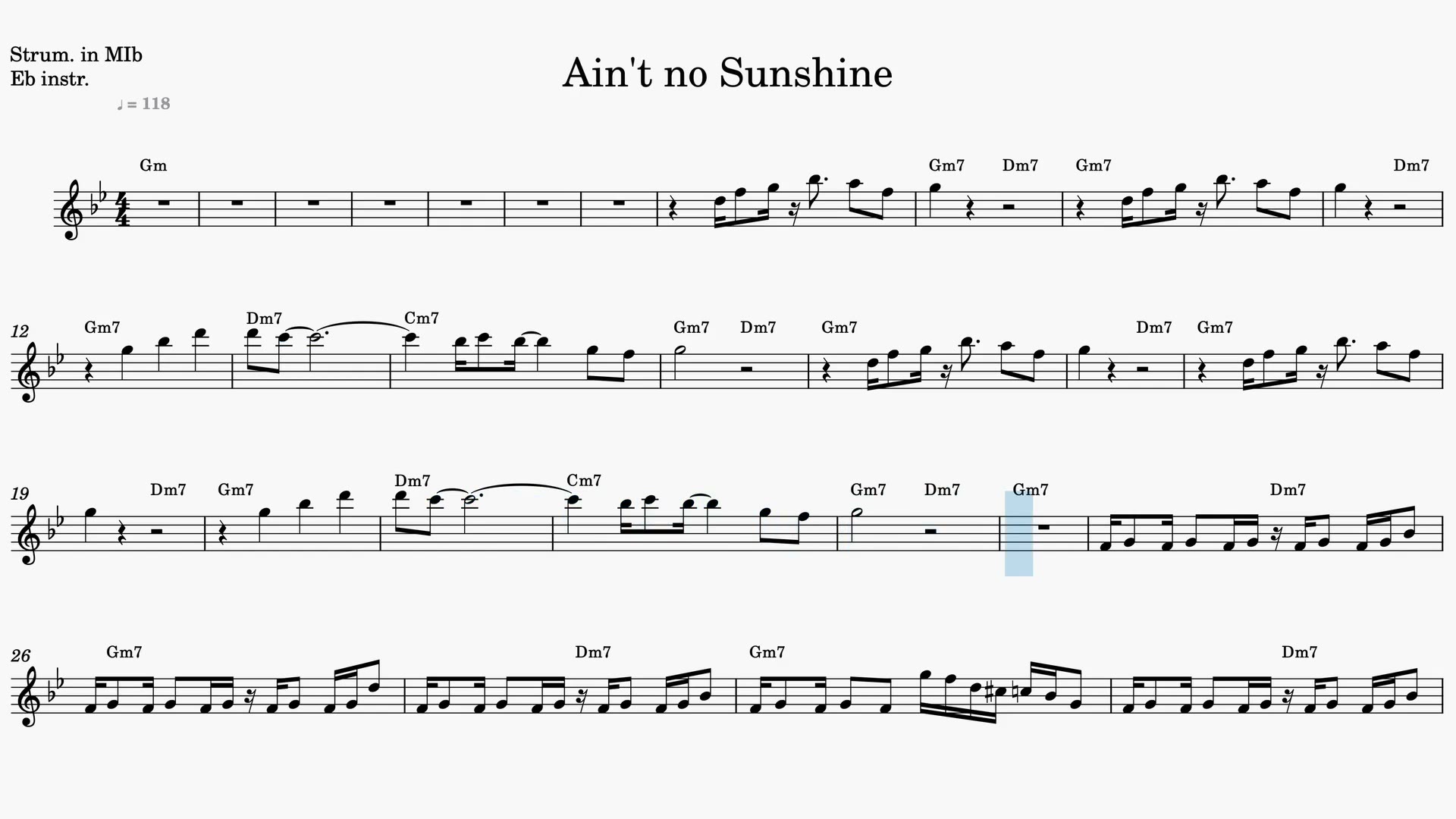Ain't No Sunshine — Anteprima video spartito in Mib