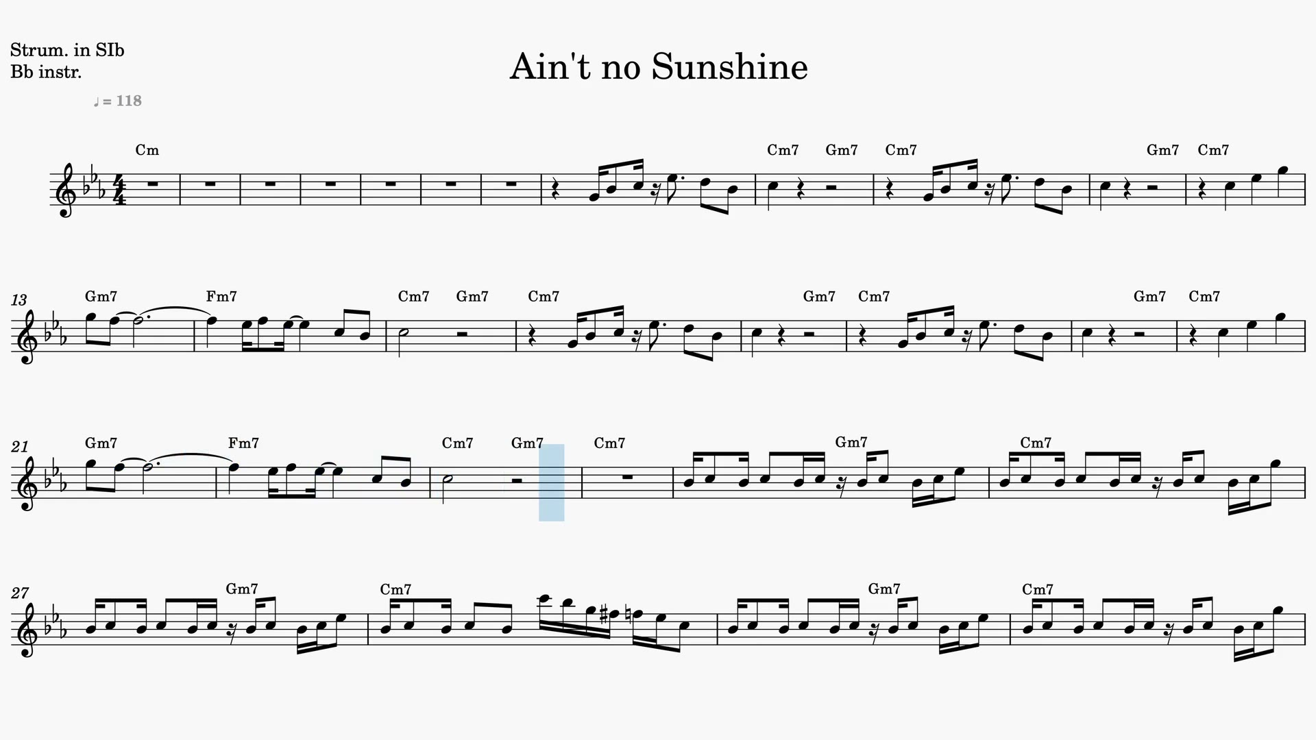 Ain't No Sunshine — Anteprima video spartito in Sib