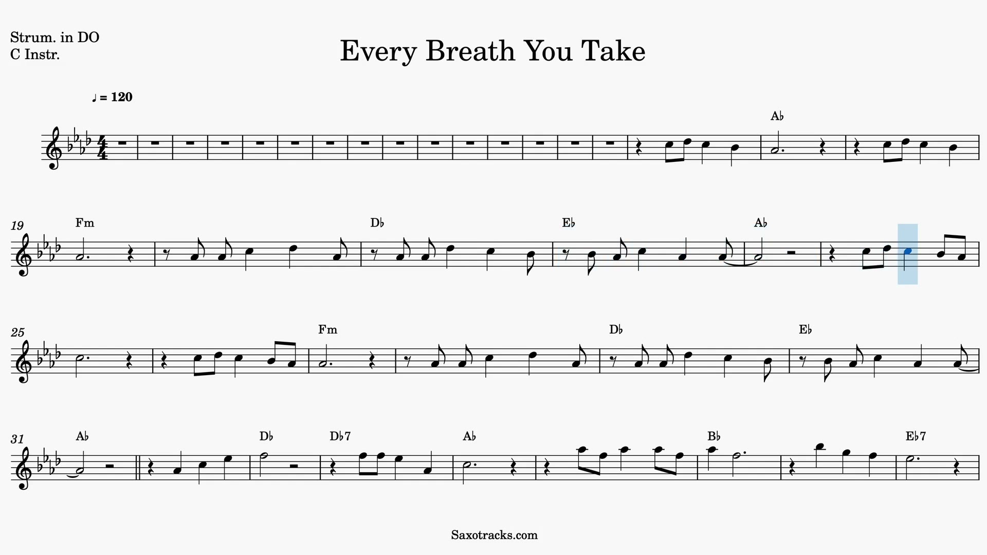Every Breath You Take — Aperçu vidéo de la partition en Ut