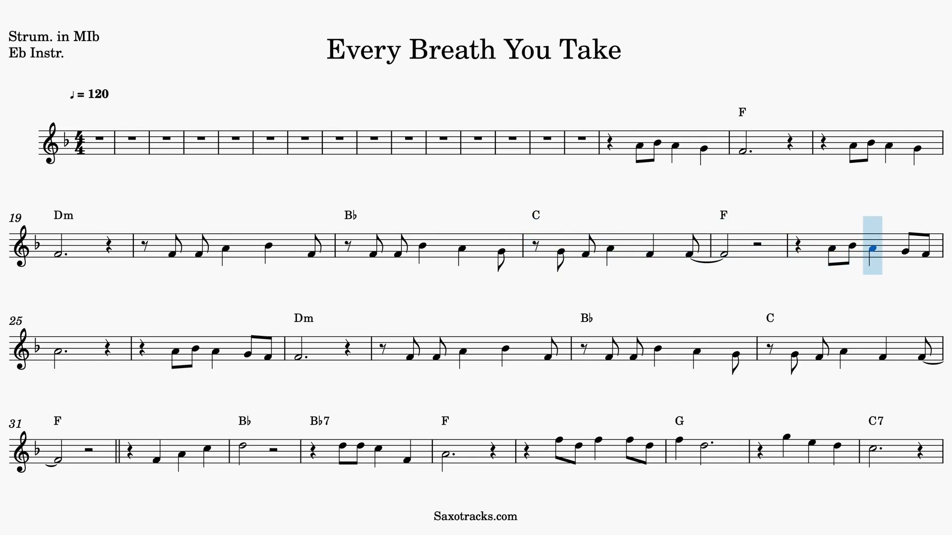 Every Breath You Take — Aperçu vidéo de la partition en Mib