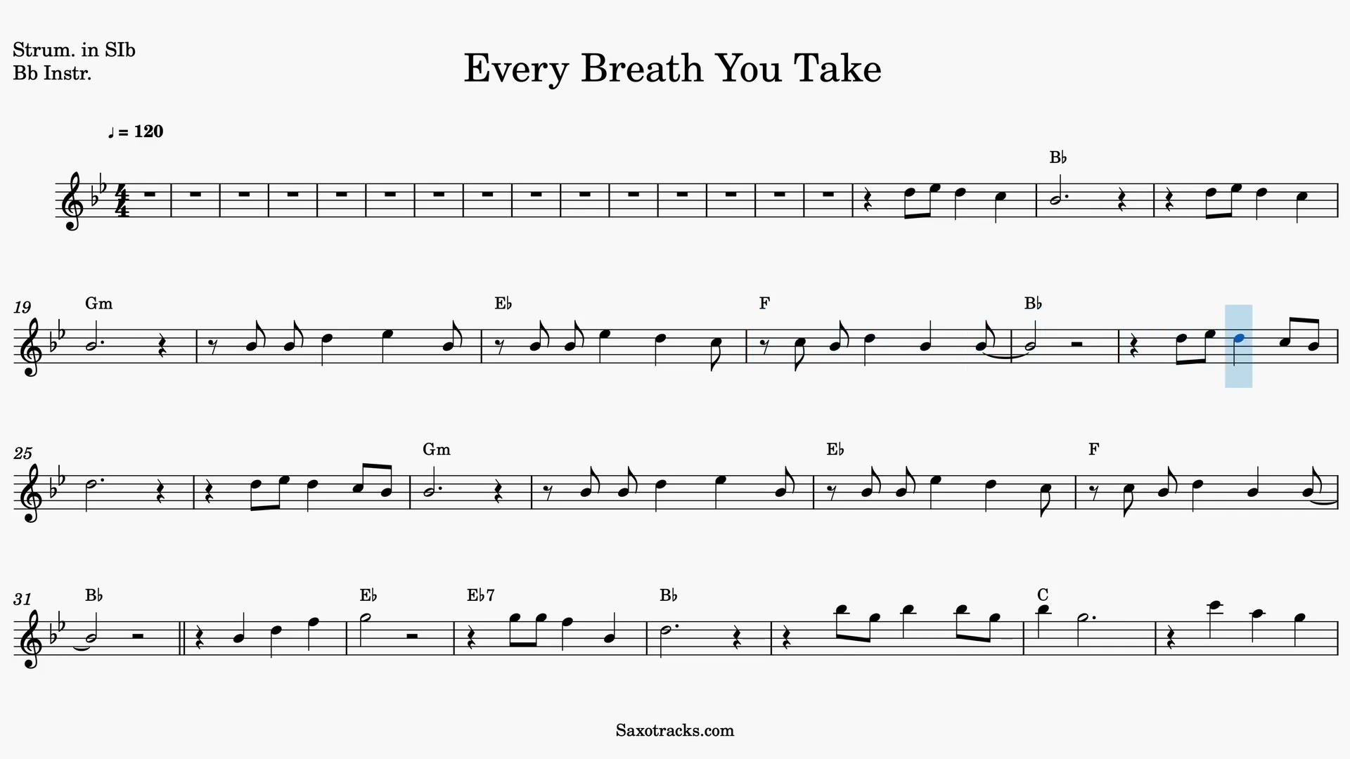 Every Breath You Take — Aperçu vidéo de la partition en Sib