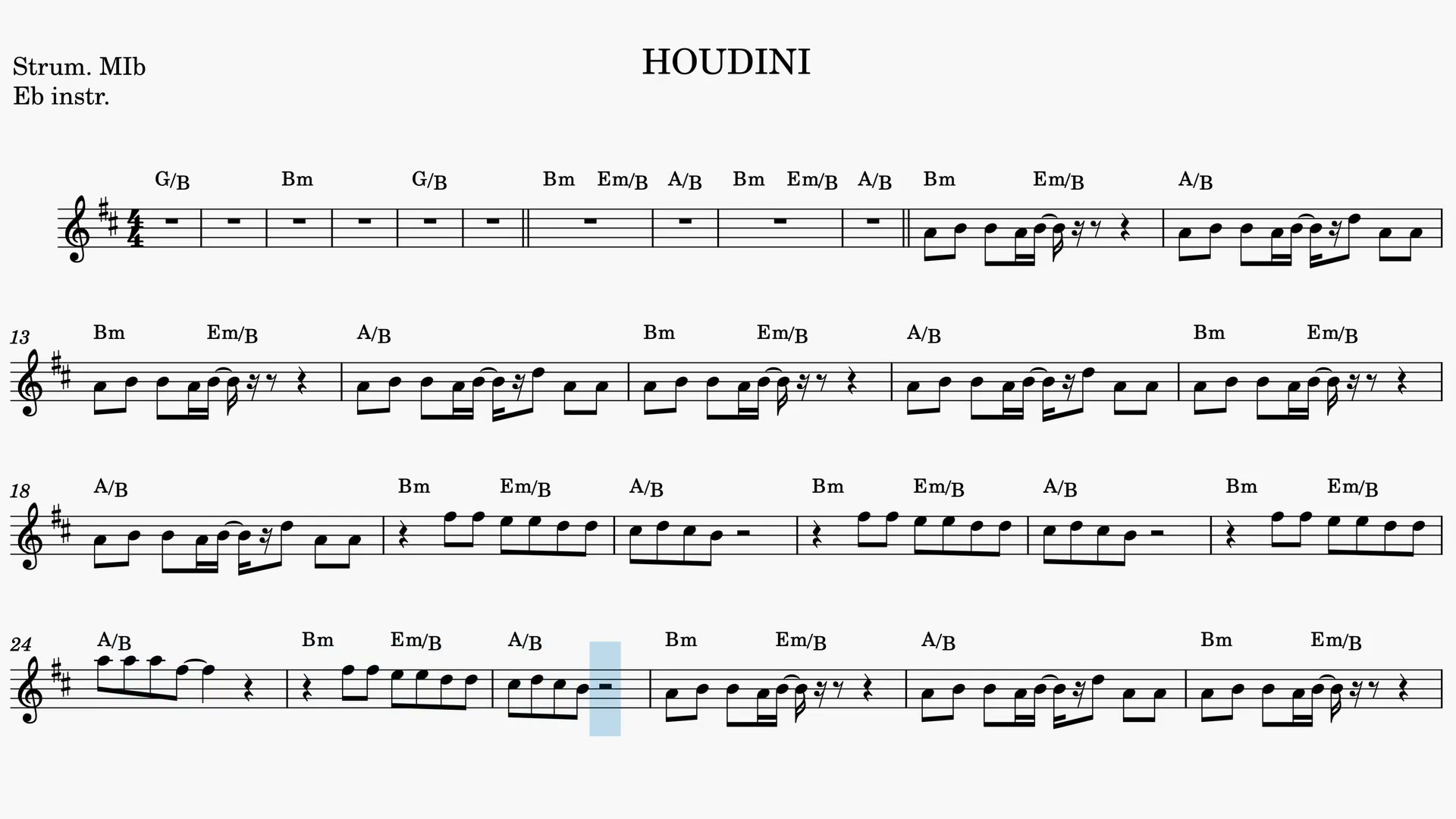 Houdini — Video score preview in Eb