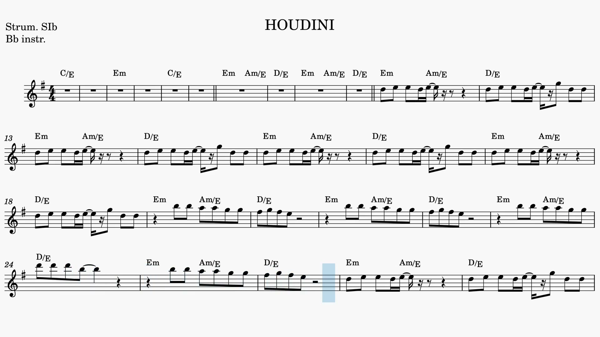 Houdini — Video score preview in Bb