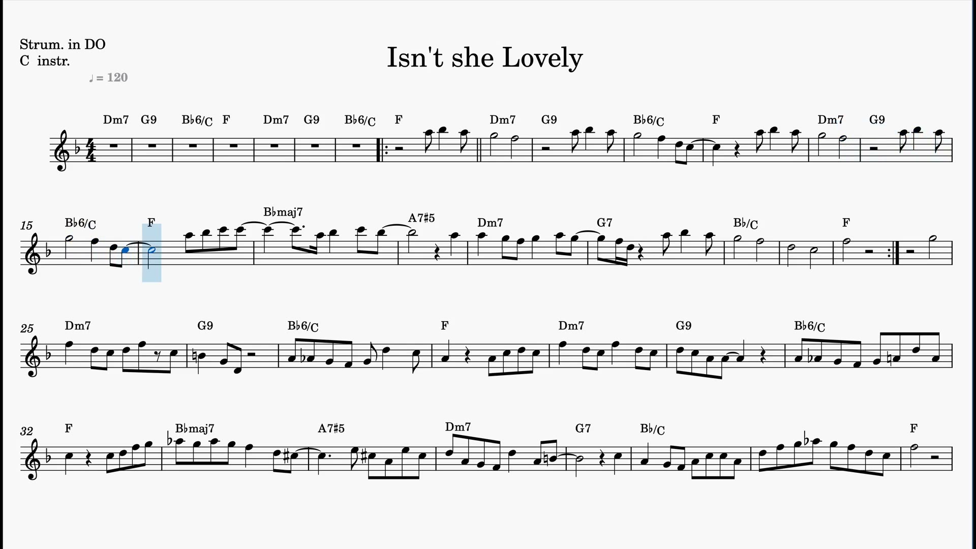 Isn't She Lovely — Anteprima video spartito in Do