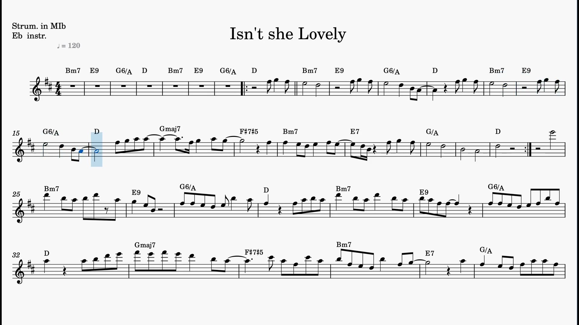 Isn't She Lovely — Anteprima video spartito in Mib