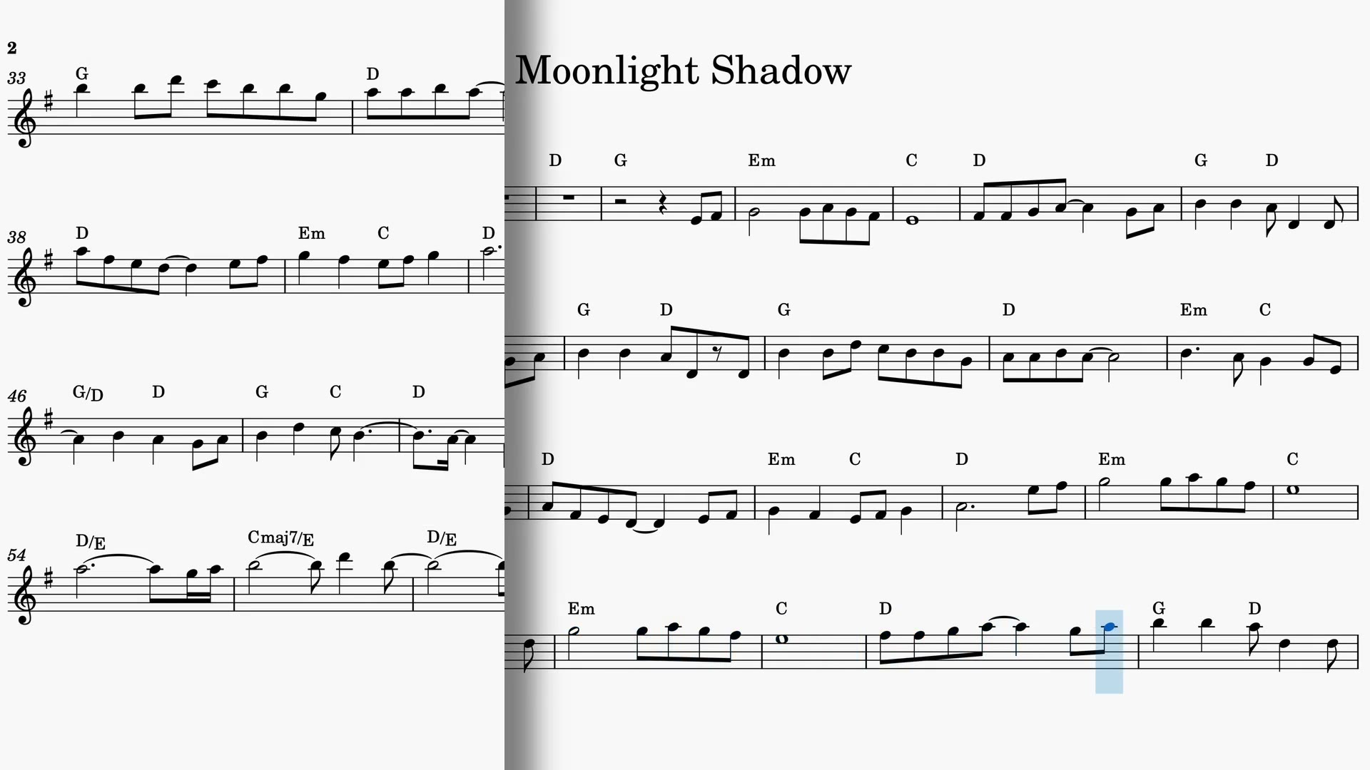 Moonlight Shadow — Anteprima video spartito in Mib