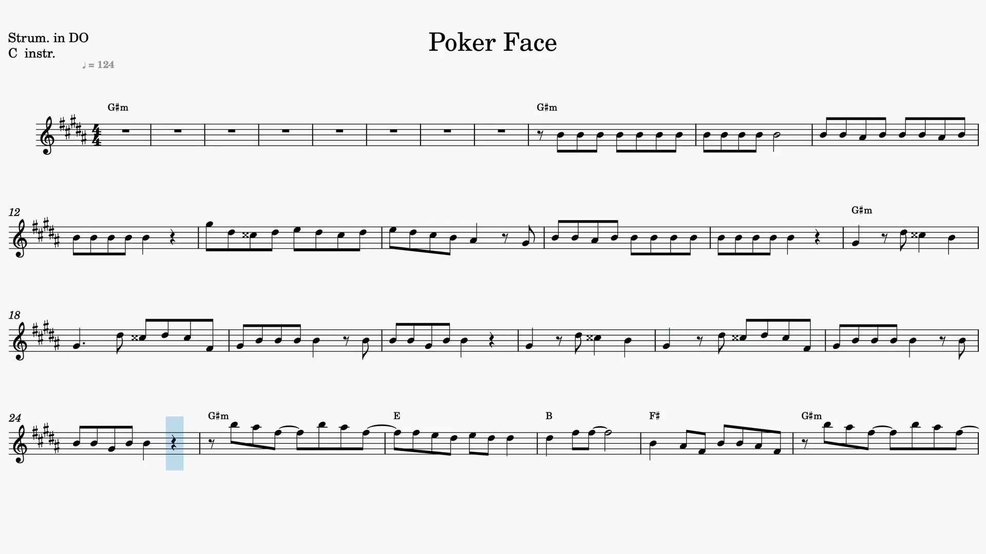 Poker Face — Anteprima video spartito in Do