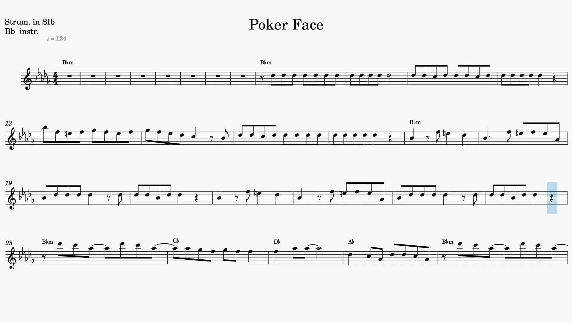 Poker Face — Anteprima video spartito in Sib