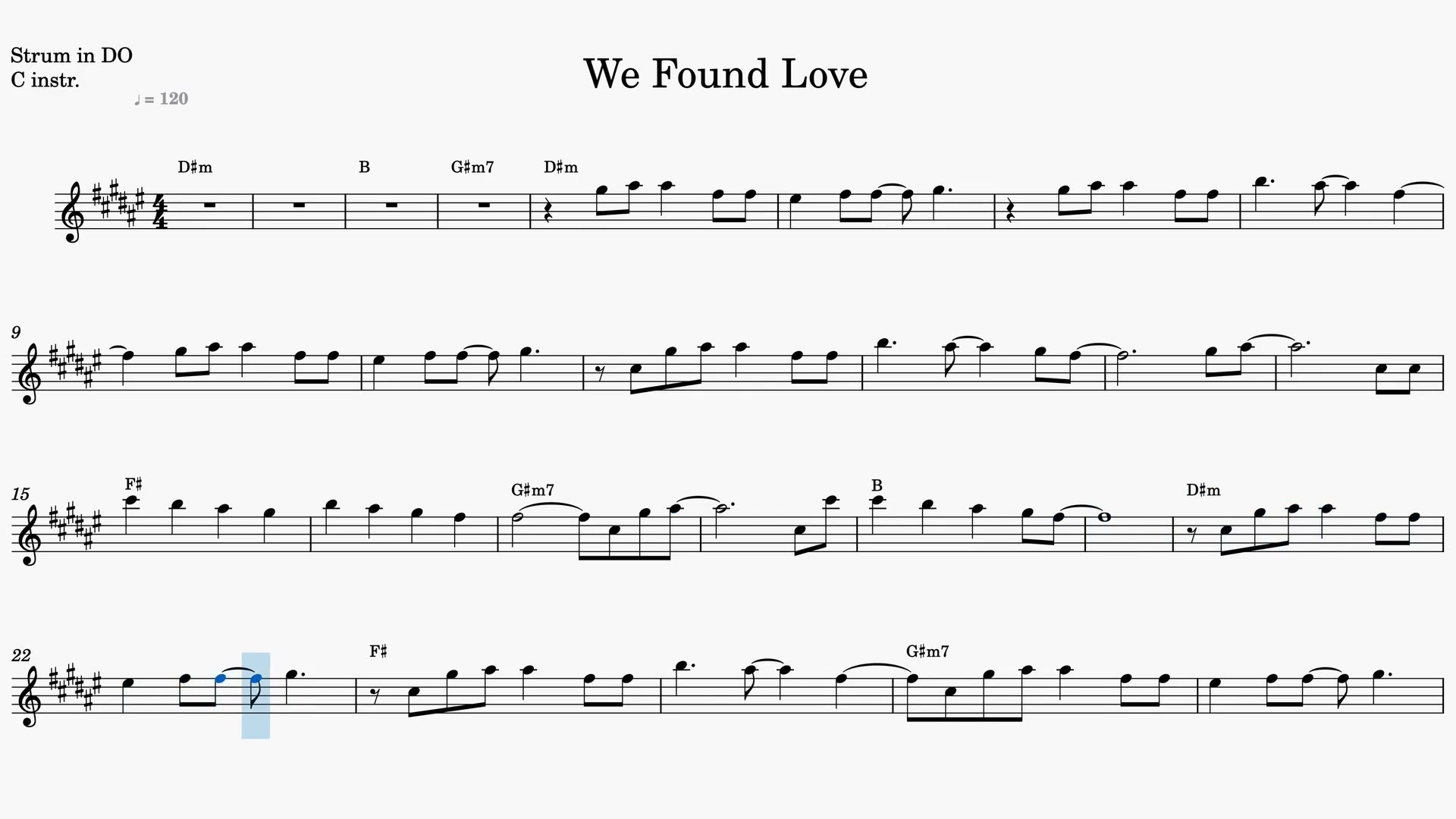 We Found Love — Video score preview in C